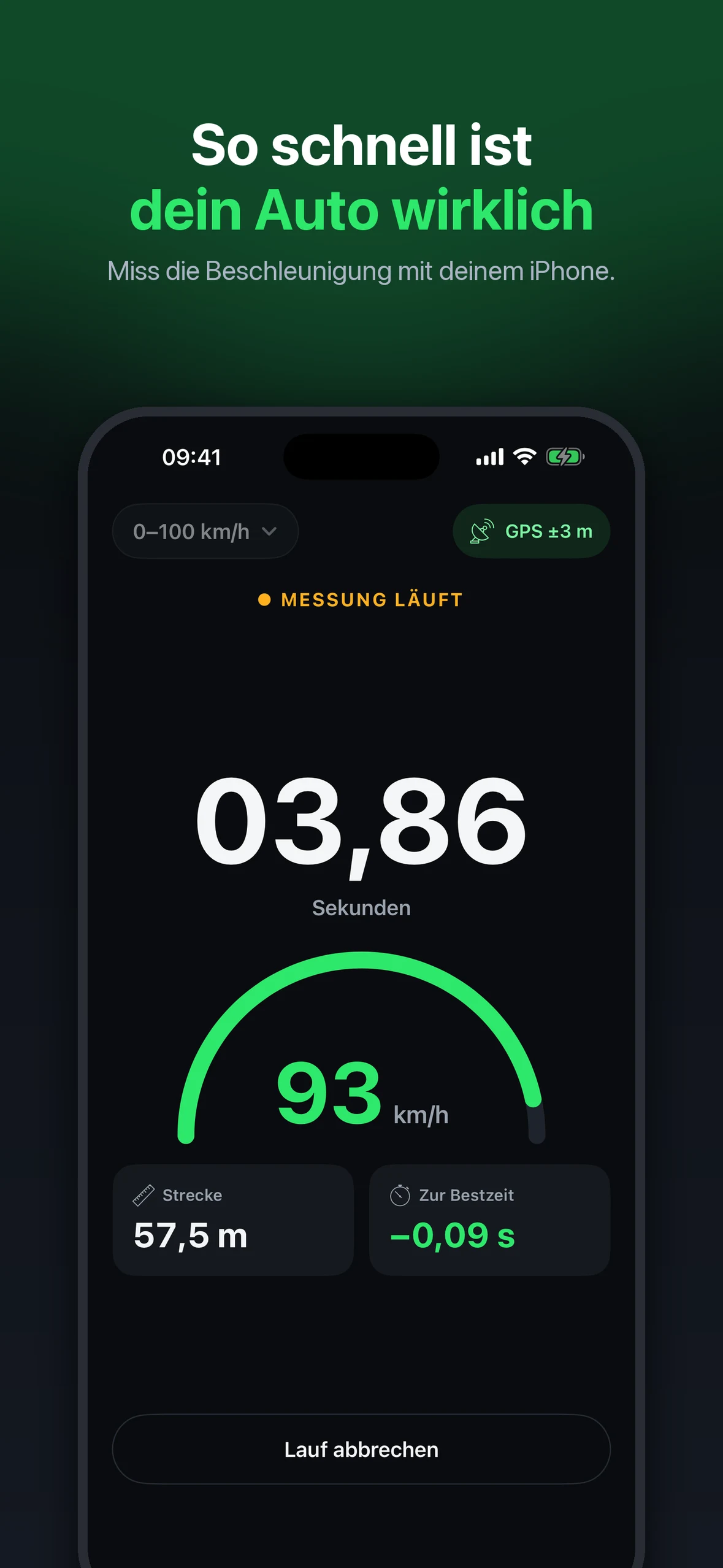 Automatische Beschleunigungsmessung mit Live-Anzeige